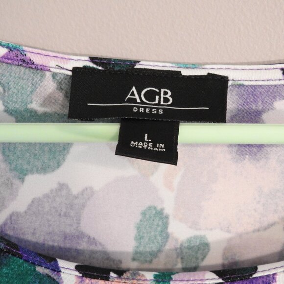 AGB Women’s Size Large Flutter Short Sleeve Dress Knee Length Dress - Picture 11 of 15